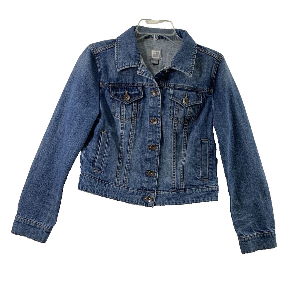 Womens Jean Jacket Size Medium Blue Denim Medium Wash Button‎ Up Western Concert